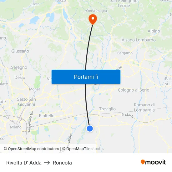 Rivolta D' Adda to Roncola map