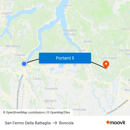 San Fermo Della Battaglia to Roncola map