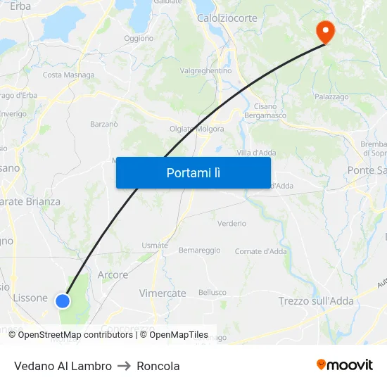 Vedano Al Lambro to Roncola map