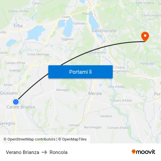 Verano Brianza to Roncola map