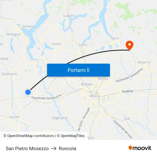 San Pietro Mosezzo to Roncola map