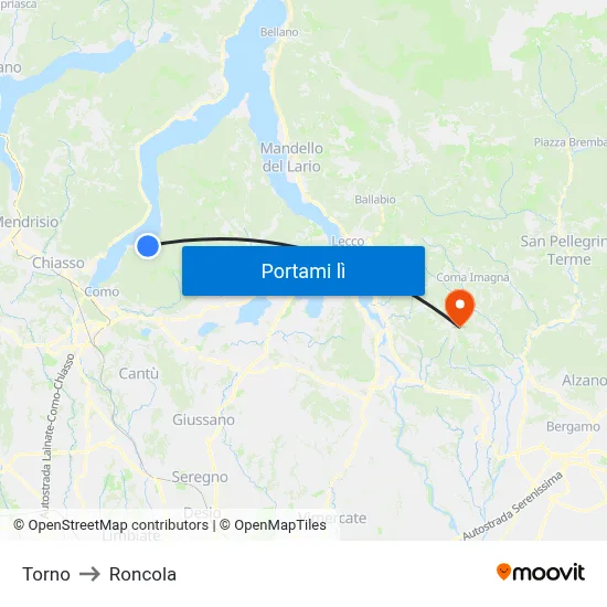 Torno to Roncola map
