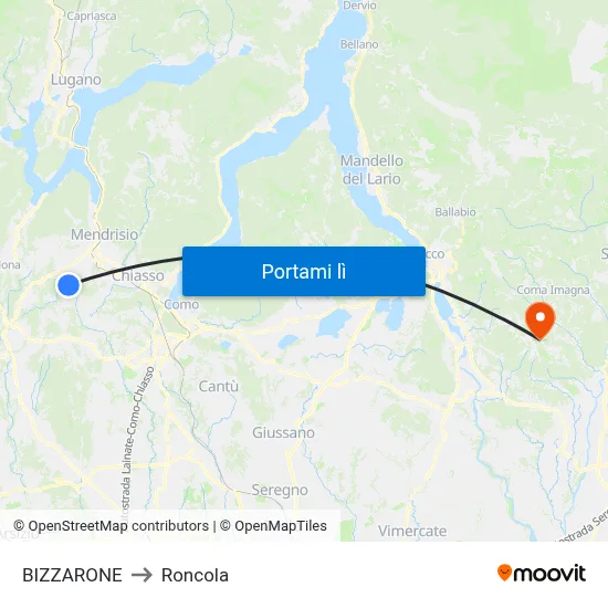 BIZZARONE to Roncola map
