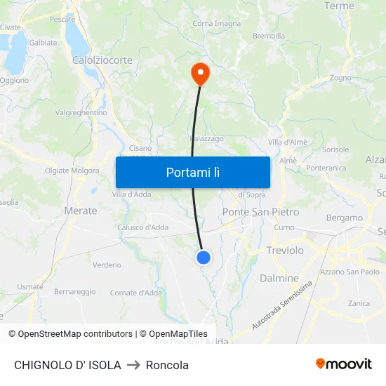 CHIGNOLO D' ISOLA to Roncola map