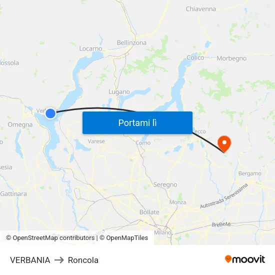 VERBANIA to Roncola map