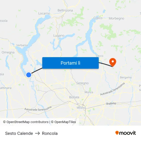 Sesto Calende to Roncola map