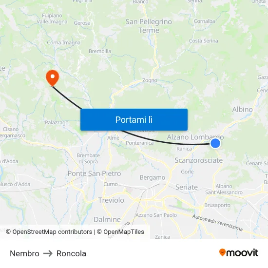 Nembro to Roncola map