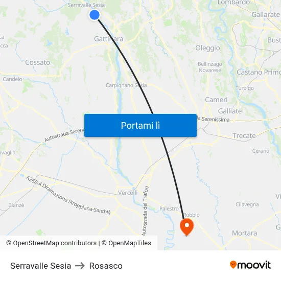 Serravalle Sesia to Rosasco map