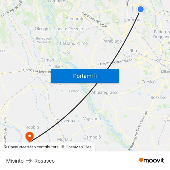 Misinto to Rosasco map