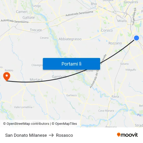 San Donato Milanese to Rosasco map
