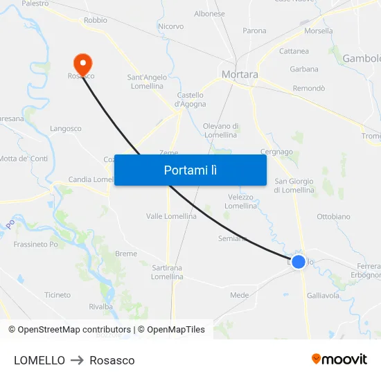 LOMELLO to Rosasco map