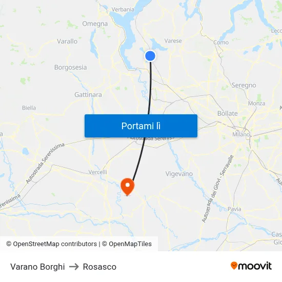 Varano Borghi to Rosasco map