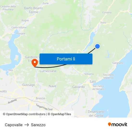 Capovalle to Sarezzo map