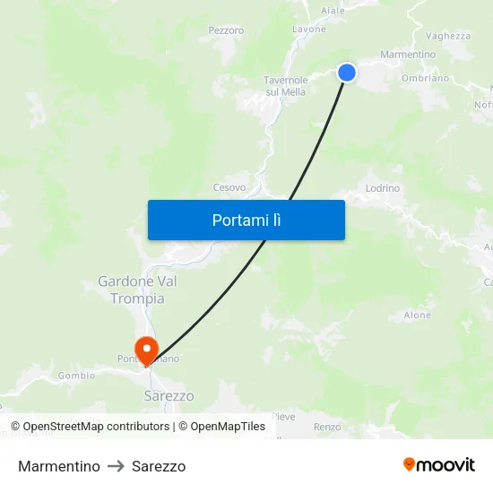 Marmentino to Sarezzo map