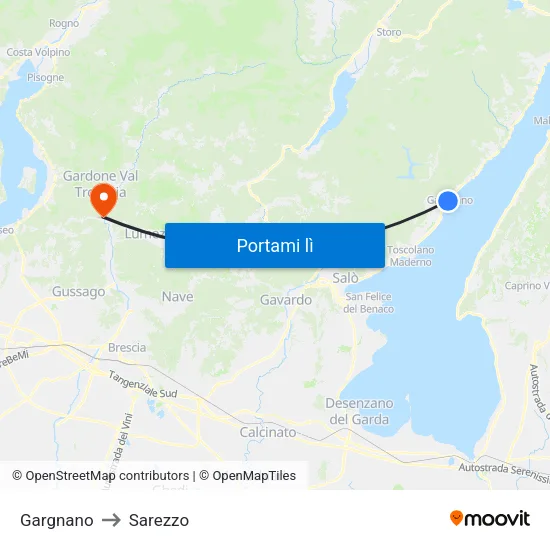Gargnano to Sarezzo map