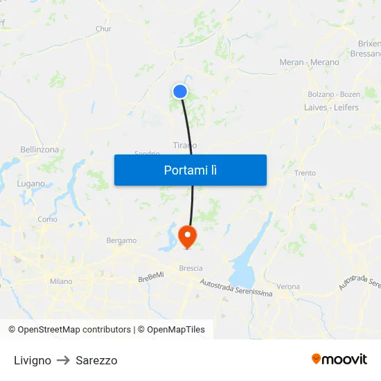 Livigno to Sarezzo map