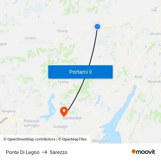 Ponte Di Legno to Sarezzo map