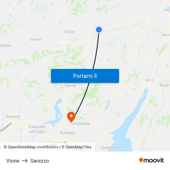 Vione to Sarezzo map