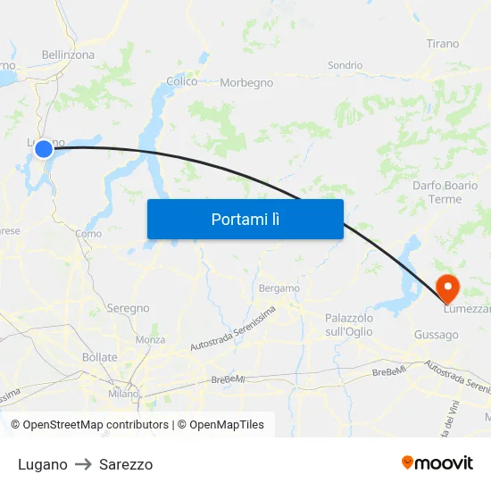 Lugano to Sarezzo map