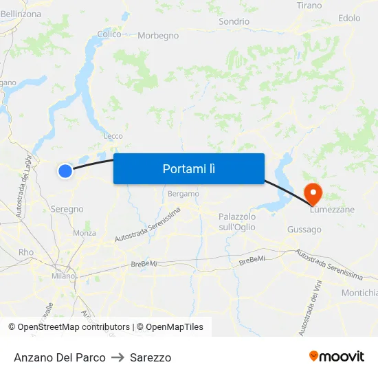 Anzano Del Parco to Sarezzo map