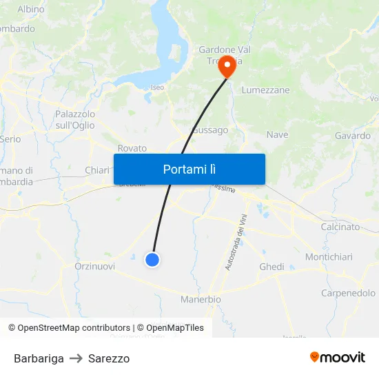 Barbariga to Sarezzo map