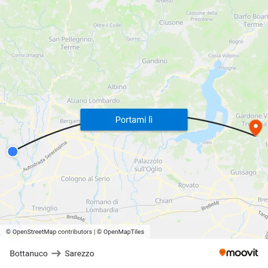 Bottanuco to Sarezzo map