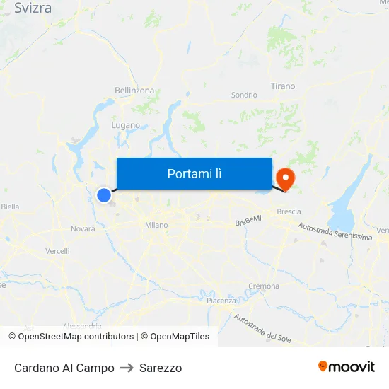 Cardano Al Campo to Sarezzo map