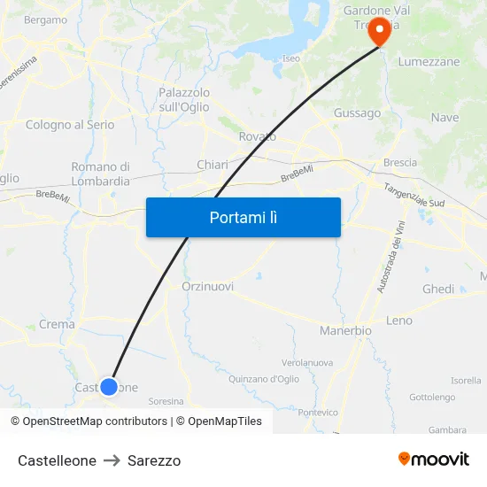 Castelleone to Sarezzo map