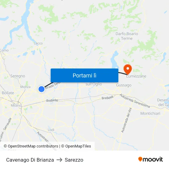Cavenago Di Brianza to Sarezzo map