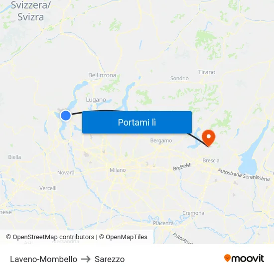 Laveno-Mombello to Sarezzo map