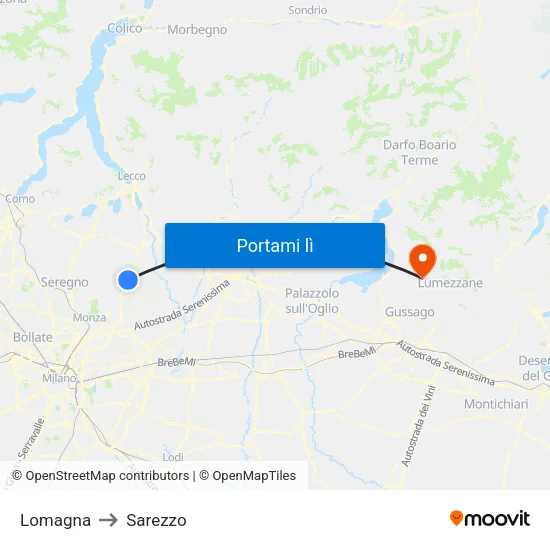 Lomagna to Sarezzo map