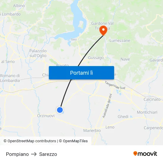 Pompiano to Sarezzo map