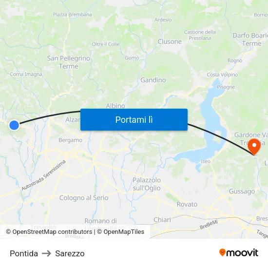 Pontida to Sarezzo map