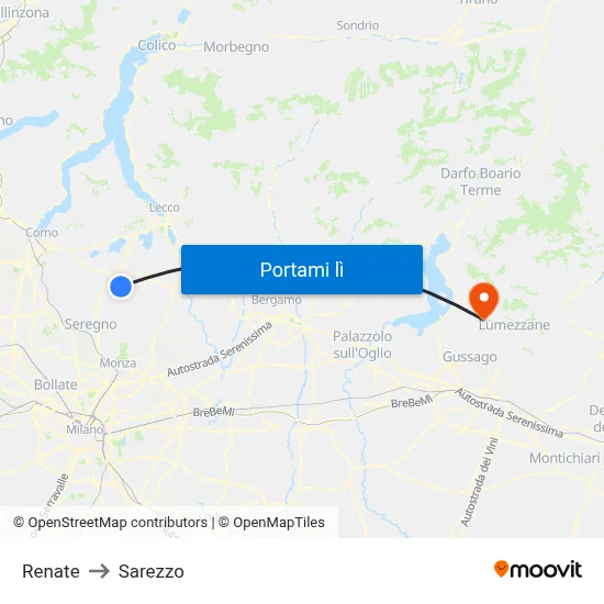 Renate to Sarezzo map