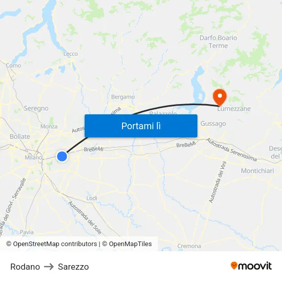 Rodano to Sarezzo map