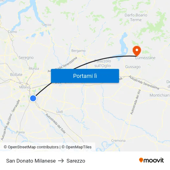 San Donato Milanese to Sarezzo map