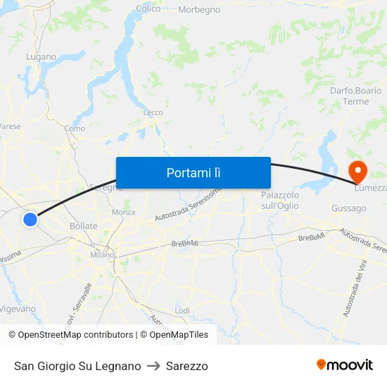 San Giorgio Su Legnano to Sarezzo map
