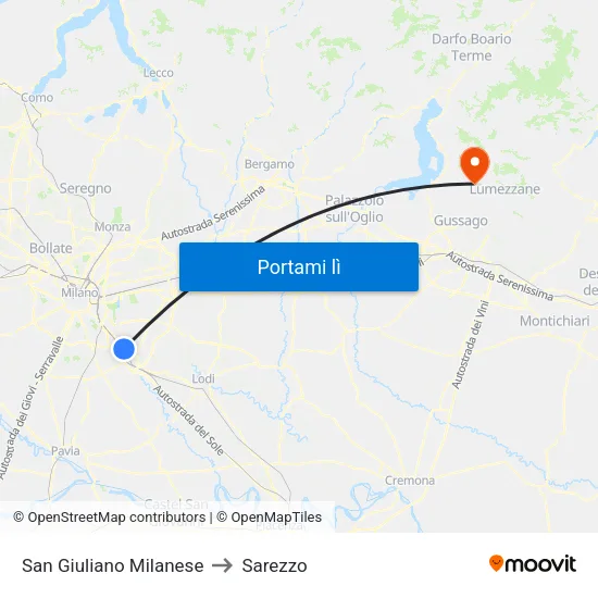 San Giuliano Milanese to Sarezzo map