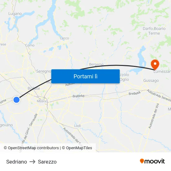 Sedriano to Sarezzo map