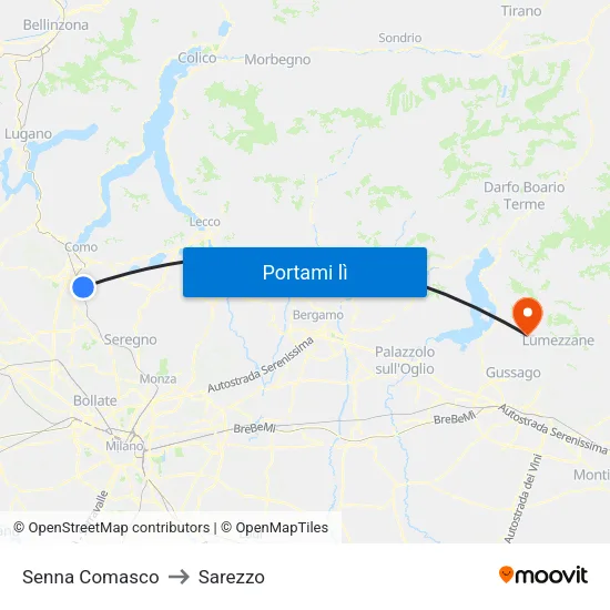 Senna Comasco to Sarezzo map