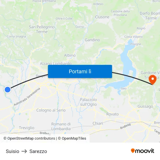 Suisio to Sarezzo map