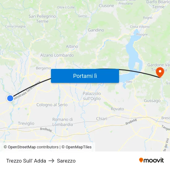 Trezzo Sull' Adda to Sarezzo map