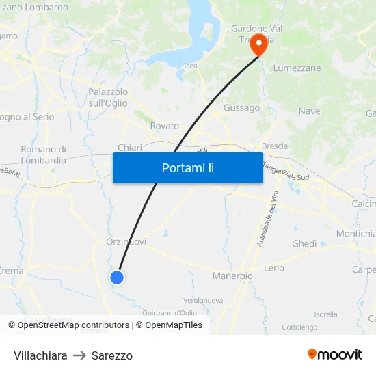Villachiara to Sarezzo map