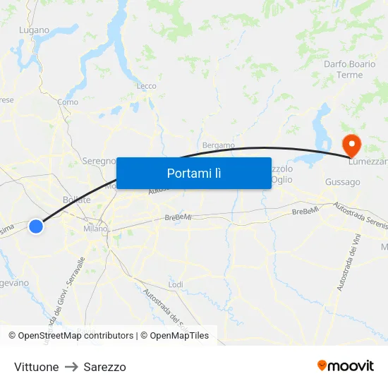 Vittuone to Sarezzo map