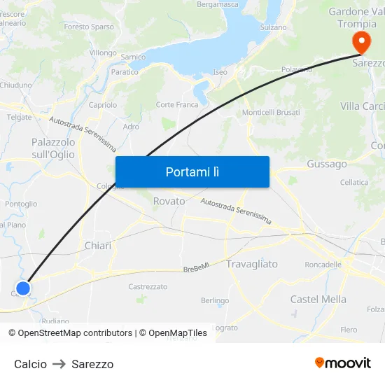 Calcio to Sarezzo map