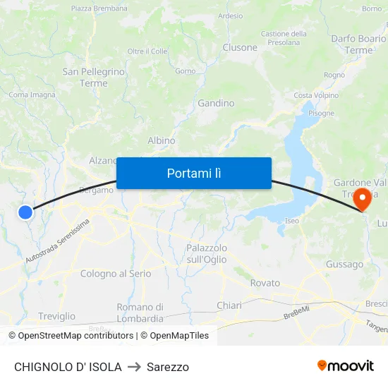 CHIGNOLO D' ISOLA to Sarezzo map