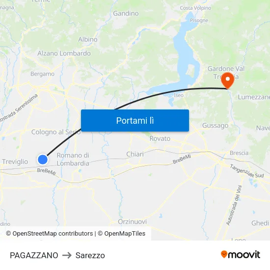 PAGAZZANO to Sarezzo map