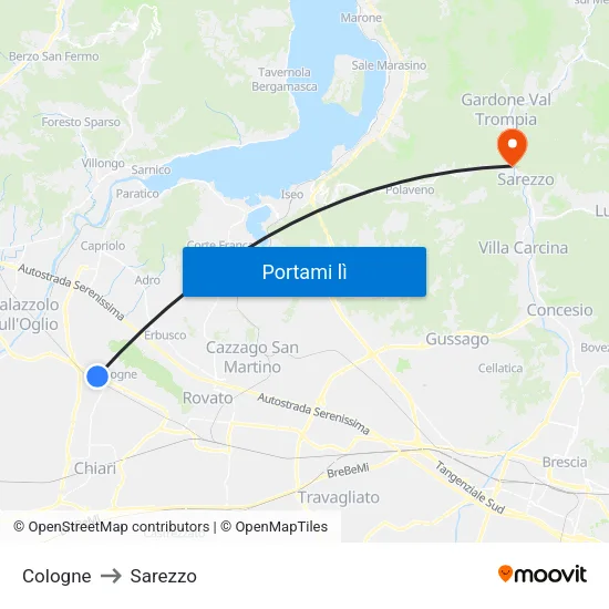 Cologne to Sarezzo map