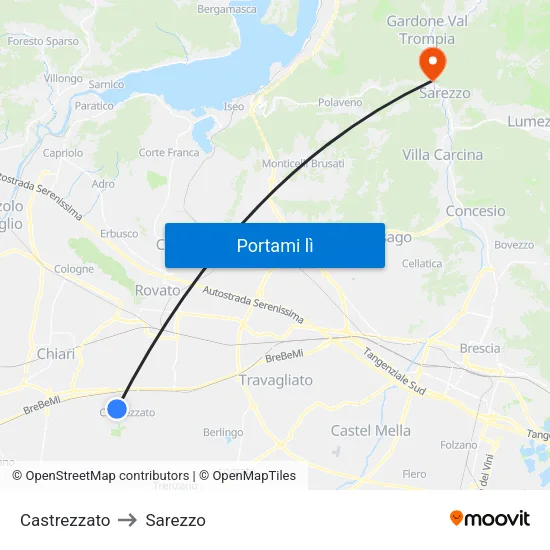 Castrezzato to Sarezzo map