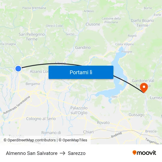 Almenno San Salvatore to Sarezzo map